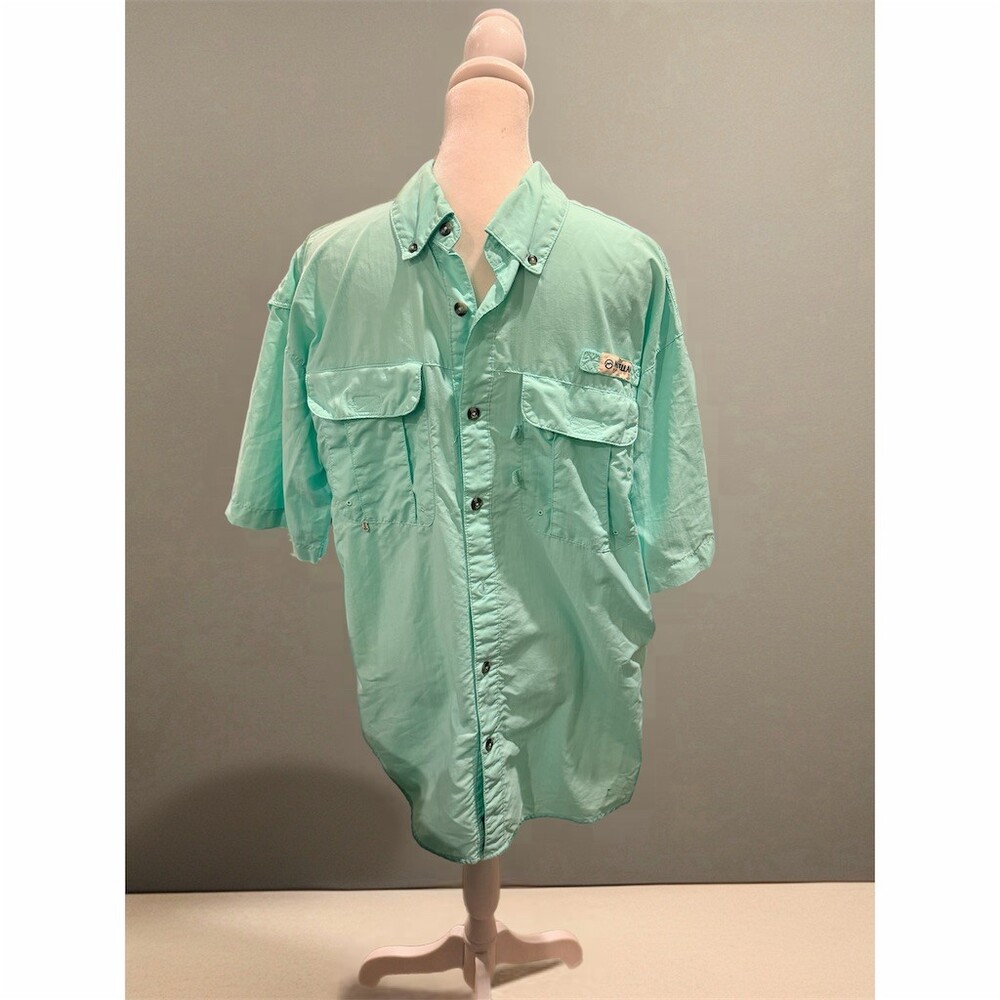 Magellan Outdoors Fish Gear Men's Fishing Shirt Small Mint Green Button-Up